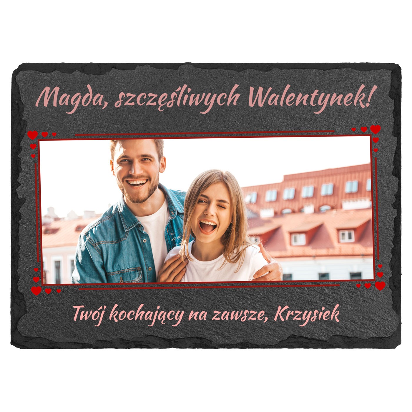 Kamienny łupek z nadrukiem 20x15 dla żony dziewczyny na walentynki