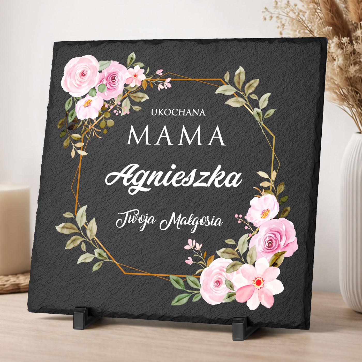 Kamienny łupek 30x30 z nadrukiem dla mamy na urodziny dzień mamy
