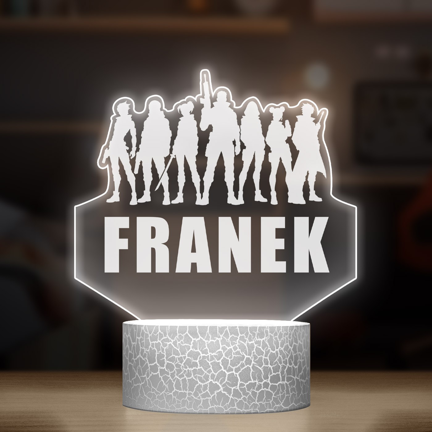 Lampka LED L z nadrukiem na szkle akrylowym dla chłopca gracza
