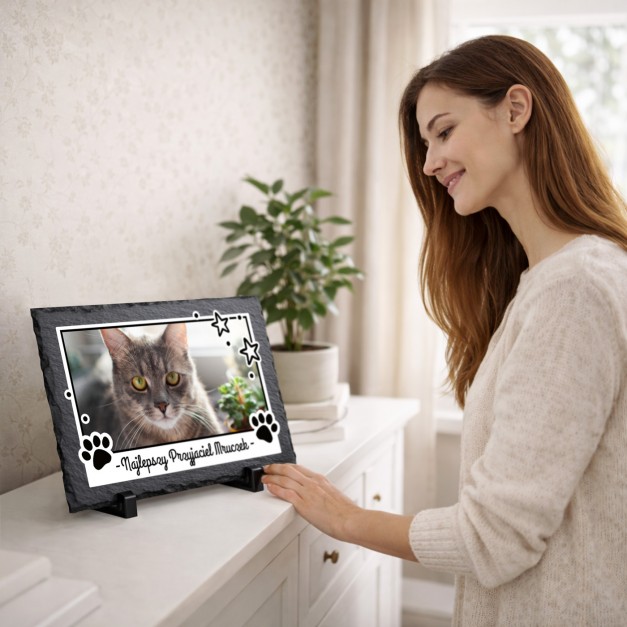 Kamienny łupek 20x30 z nadrukiem dla niej niego miłośników kotów