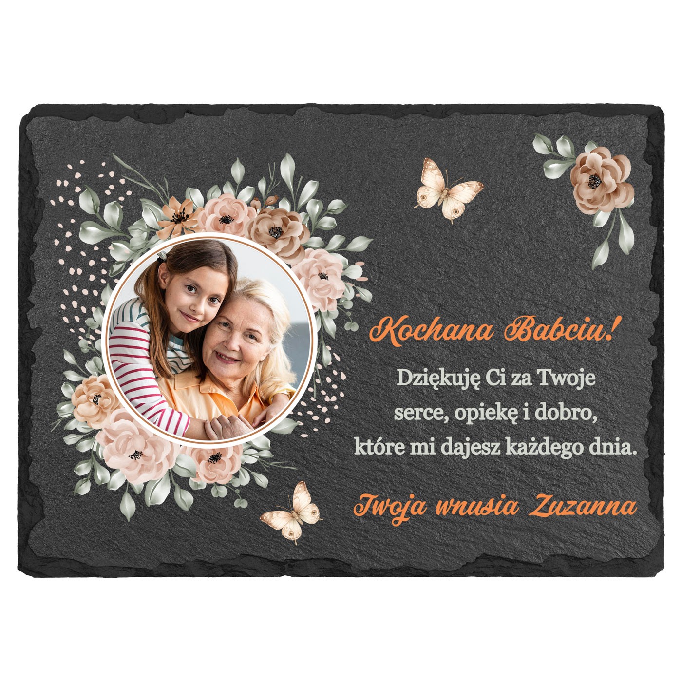 Kamienny łupek z nadrukiem 20x15 dla babci