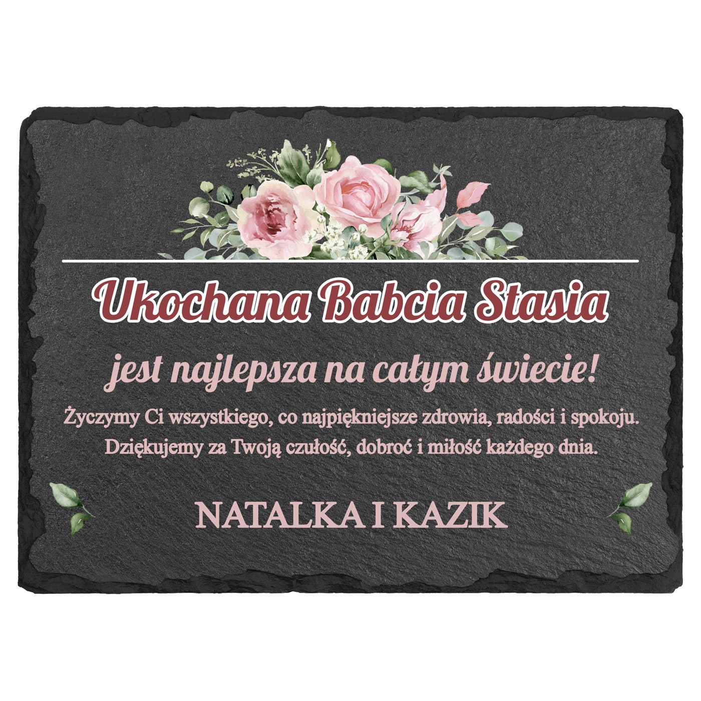 Kamienny łupek z nadrukiem 20x15 prezent na urodziny dla babci