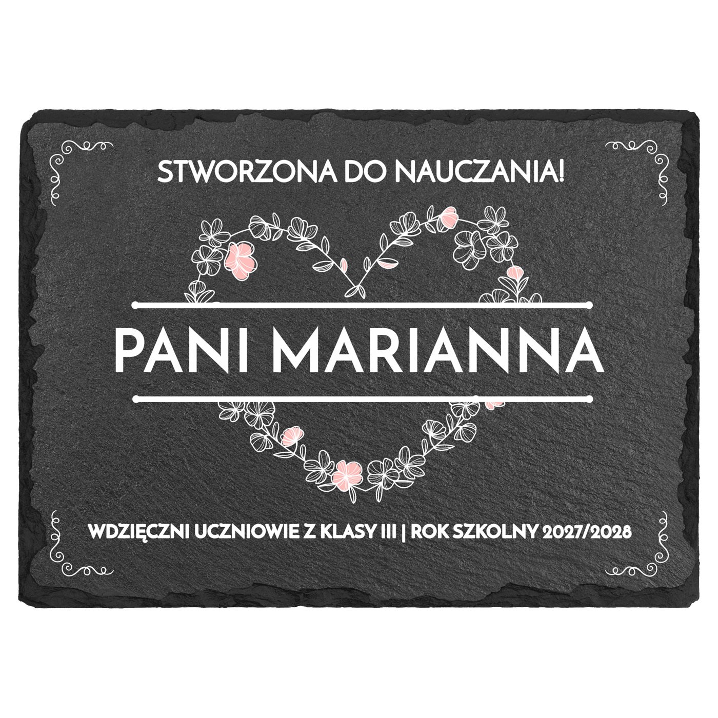 Kamienny łupek z nadrukiem 20x15 prezent dla wychowawczyni