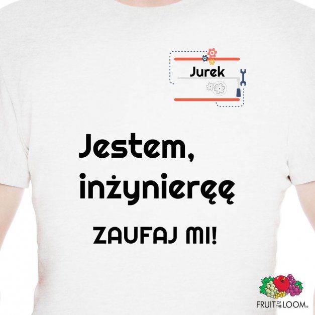 Koszulka męska biała z nadrukiem dla inżyniera