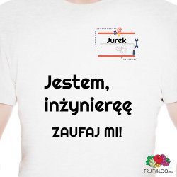 Koszulka męska biała z nadrukiem dla inżyniera