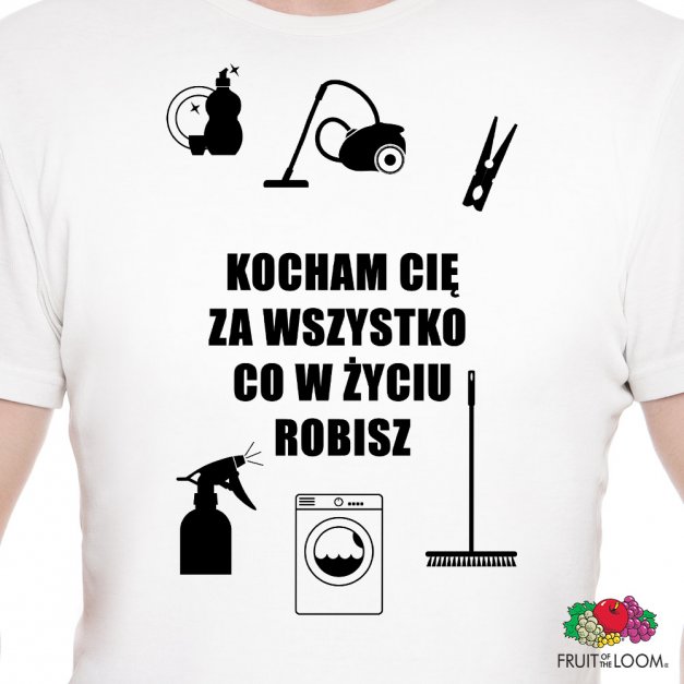 Koszulka męska biała z nadrukiem dla męża żony