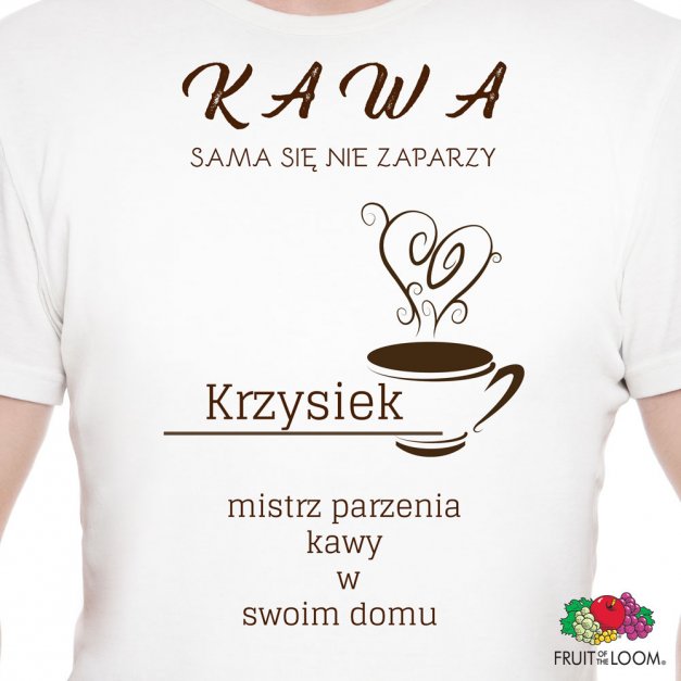 Koszulka męska biała z nadrukiem dla kawosza