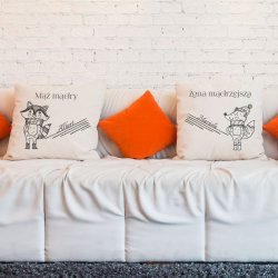Poduszka bawełniana z nadrukiem dla pary na ślub